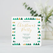 Minimalistic Green & Golden Woods Christmas Square Kaart (Staand voorkant)