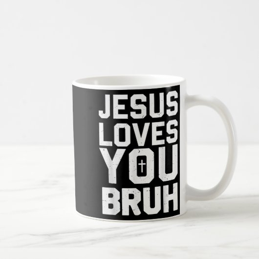 Minimalistic Jesus Love You Bruh Funny Christian Y Koffiemok (Rechts)