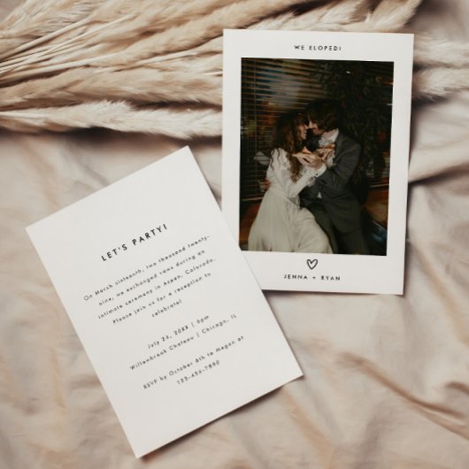 Minimalistic Photo Wedding Elopement & Reception Kaart