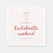 Minimalistic Red Bow Custom Bachelorette Weekend Servet (Voorkant)