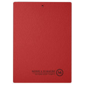 Minimalistic Red Leather Personalized Text Klembord (Achterkant)