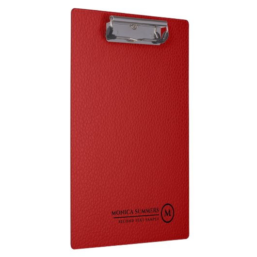 Minimalistic Red Leather Personalized Text Klembord (Rechts)