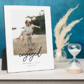 Minimalistic Script "Engaged" Couple Photo Fotoplaat (Zijkant)