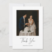 Minimalistic Script Lettering Wedding Photo Bedankkaart (Voorkant)