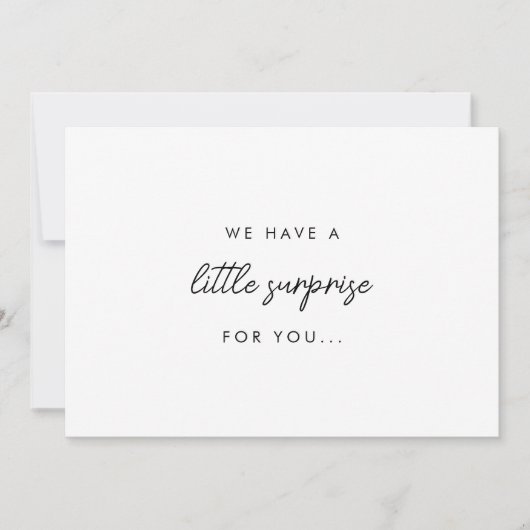 Minimalistic Script 'Little Surprise' Pregnancy Aankondiging (Voorkant)
