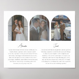 Minimalistic Wedding Vows Script 3-Photo Arch Poster