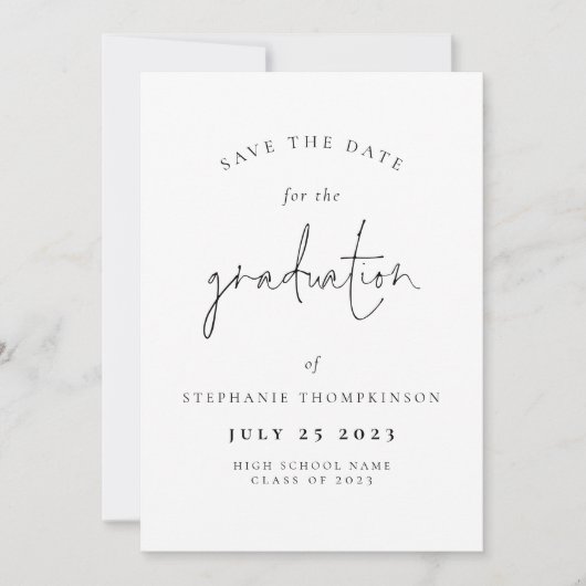 Minimalistisch 2025 Afstuderen Save the Date Aankondiging (Voorkant)