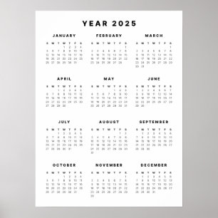 Minimalistisch 2025 Kalender Poster