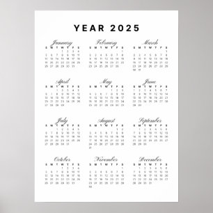 Minimalistisch 2025 Kalender Poster