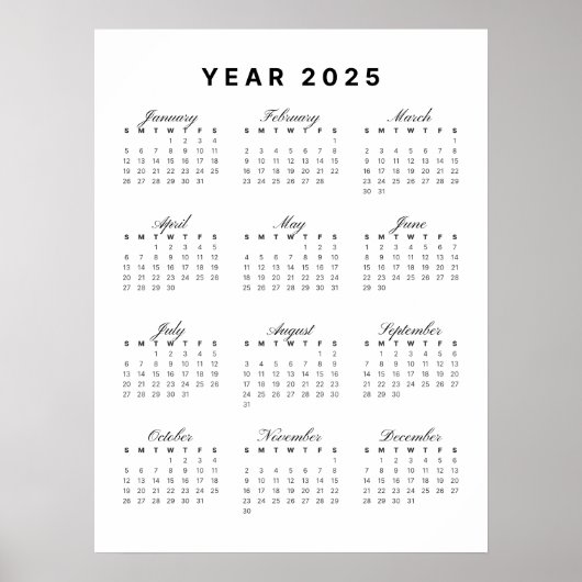 Minimalistisch 2025 Kalender Poster (Voorkant)