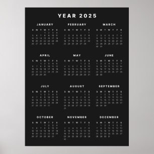 Minimalistisch 2025 Kalender Poster