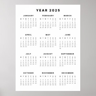 Minimalistisch 2025 Kalender Poster