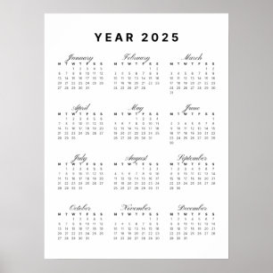 Minimalistisch 2025 Kalender Poster