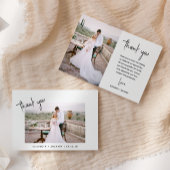 Minimalistisch 2-foto Modern Script Wedding Bedankkaart