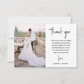 Minimalistisch 2-foto Modern Script Wedding Bedankkaart (Achterkant)