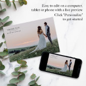 Minimalistisch 2 fotohuwelijk bedankkaart