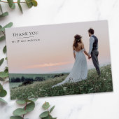 Minimalistisch 2 fotohuwelijk bedankkaart