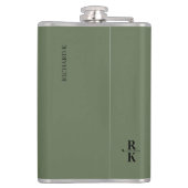 Minimalistisch 2-letters zwart monogram groen heupfles (Achterkant)