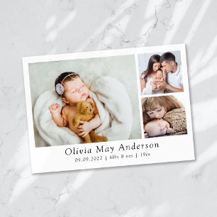 Minimalistisch 3 Foto nieuwe baby Aankondiging