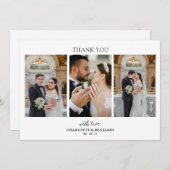 Minimalistisch 3-fotoscript bruiloft Hartelijk dan Bedankkaart (Voorkant / Achterkant)