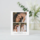 Minimalistisch 4 foto Modern Script bruiloft Bedankkaart (Staand voorkant)