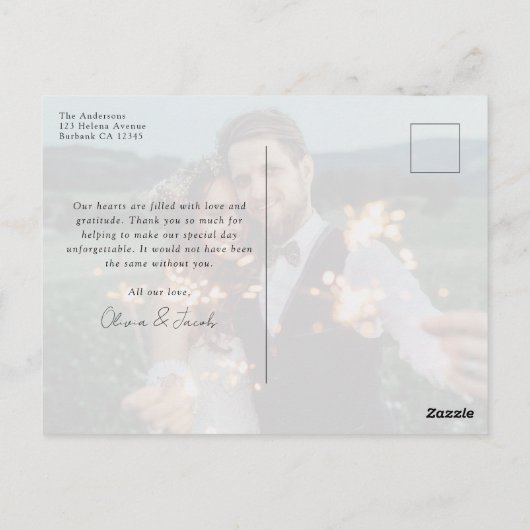 Minimalistisch 4 Fotobruiloft Hartelijk dank Briefkaart (Achterkant)