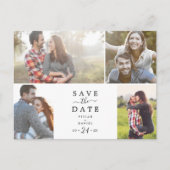 Minimalistisch 4 Fotosjabloon Opslaan datum Uitnodiging Briefkaart (Voorkant)