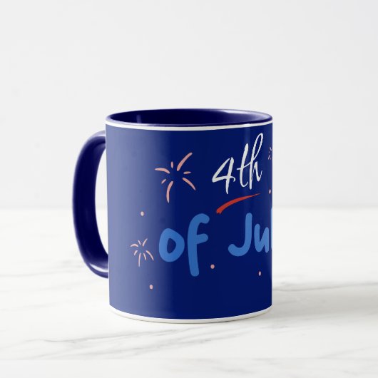 Minimalistisch "4 juli" met Firecracker Bursts Mok (Voorkant links)