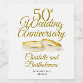 Minimalistisch 50e bruiloft Jubileum Party Wijn Etiket (Enkel label)