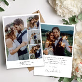 Minimalistisch 5-fotoweddenschap bedankkaart