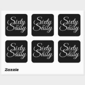 Minimalistisch 60 en Sassy 60e Zwart Wit Vierkant Vierkante Sticker (Vel)