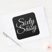 Minimalistisch 60 en Sassy 60e Zwart Wit Vierkant Vierkante Sticker (Envelop)