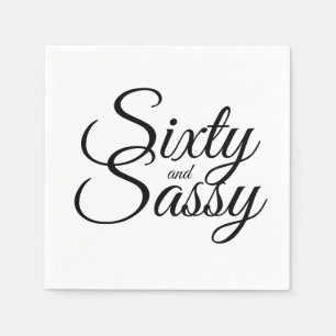 Minimalistisch 60 en Sassy 60th Black White Birthd Servet