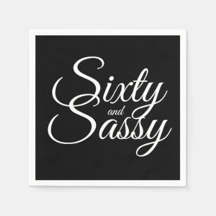 Minimalistisch 60 en Sassy 60th Black White Birthd Servet