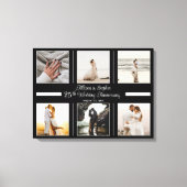 Minimalistisch 6 Foto 25th Wedding Jubileum Canvas Afdruk (Voorkant)