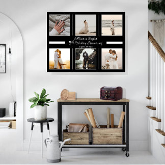 Minimalistisch 6 Foto 5th Wedding Jubileum Canvas Afdruk