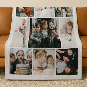 Minimalistisch 9 foto collage cadeau fleece deken