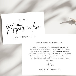 Minimalistisch aan mijn schoonmoeder op mijn trouw bedankkaart