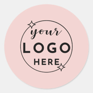 Minimalistisch aangepast bedrijfslogo Blush Roze Ronde Sticker