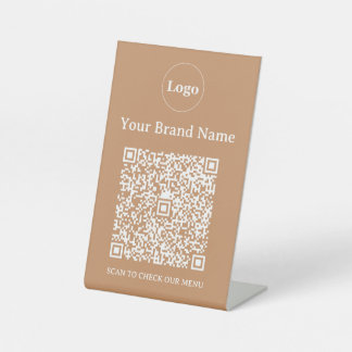 Minimalistisch aangepast bedrijfslogo en QR-code Reclamebord Met Voetstuk