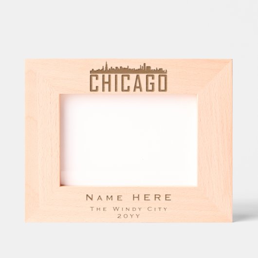 Minimalistisch aangepast Chicago City Skyline Silh Gegraveerde Lijstjes (Voorkant)