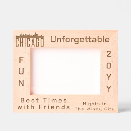 Minimalistisch aangepast Chicago City Skyline Silh Gegraveerde Lijstjes (Voorkant)