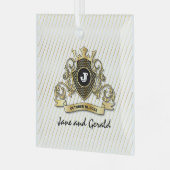 Minimalistisch aangepast elegant monogram ontwerp glas ornament (Voorkant links)