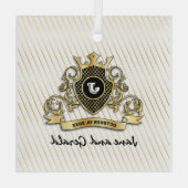 Minimalistisch aangepast elegant monogram ontwerp glas ornament (Achterkant)