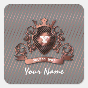 Minimalistisch aangepast elegant monogram-ontwerp vierkante sticker