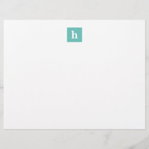 Minimalistisch aangepast monogram Aqua Blue Briefhoofd
