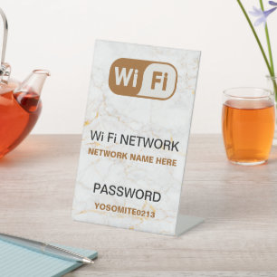 Minimalistisch aangepast WiFi-netwerkwachtwoord Wh Reclamebord Met Voetstuk