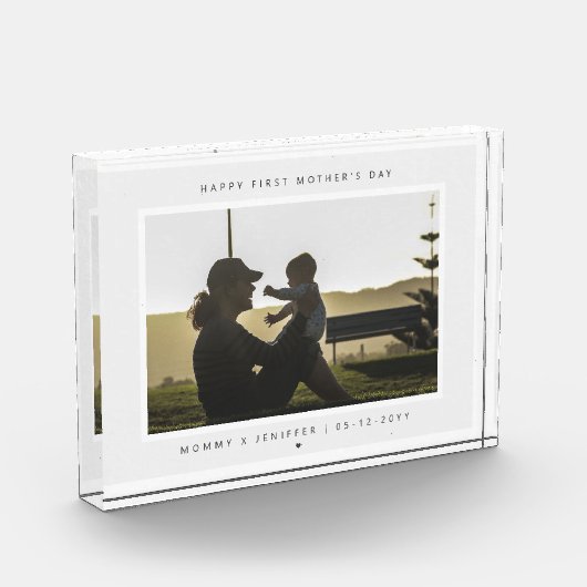 Minimalistisch Aangepaste Eerste Moederdag Modern Fotoblokken (Links)