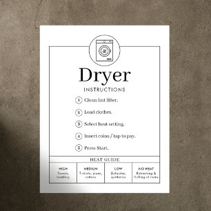 Minimalistisch aanwijzingenbord voor tumbler droge poster