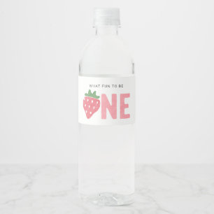 Minimalistisch aardbei Berry eerste verjaardag Waterfles Etiket